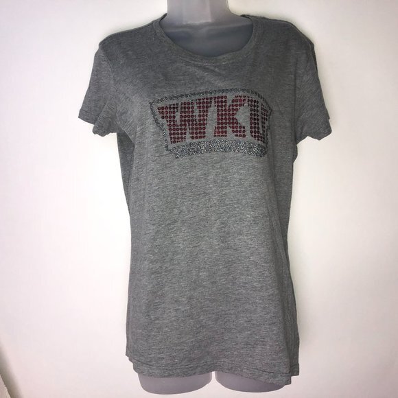 Russell Athletic Gray WKU in Red Logo T-shirt Women's Large - Picture 1 of 10